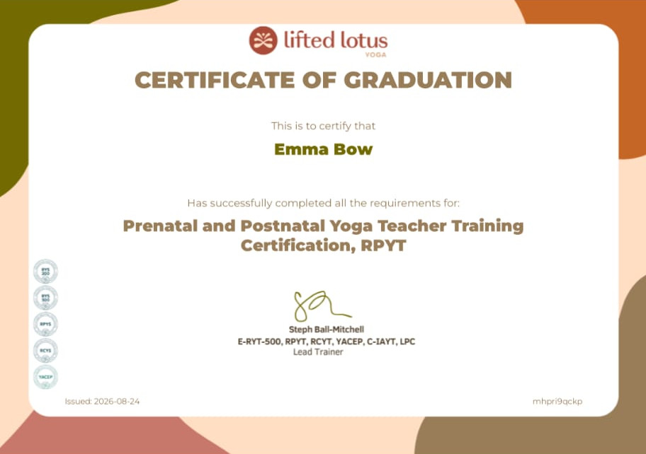 Prenatal and Postnatal Yoga Teacher Training Certificate